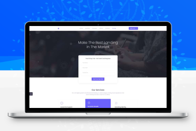 响应式业务介绍单页网站源码，紫色大气的着陆页设计