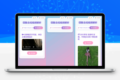 全新二次元聚合短视频解析去水印系统源码 自适应双端